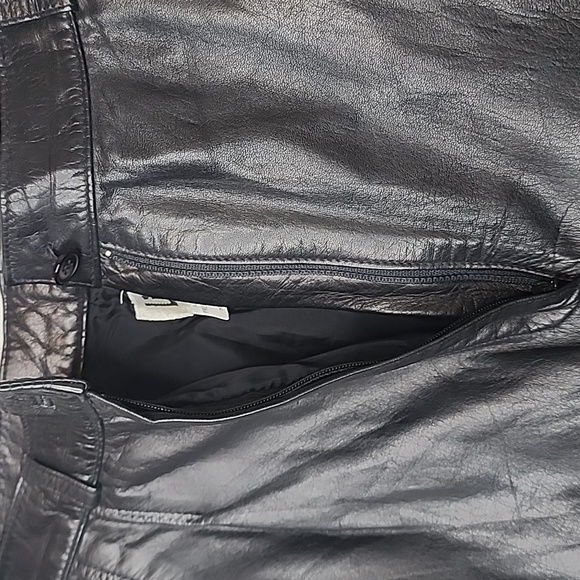 Licole Womens Vintage High Waisted Pleated Black Genuine Leather Pants Trousers - Picture 6 of 16